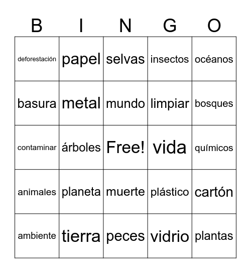 Planeta (1) Bingo Card