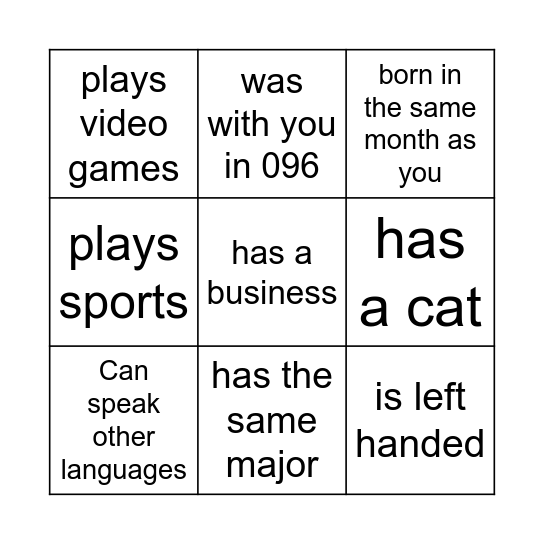 Find somone who..? Bingo Card