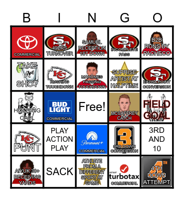 SUPER BOWL LVIII Bingo Card