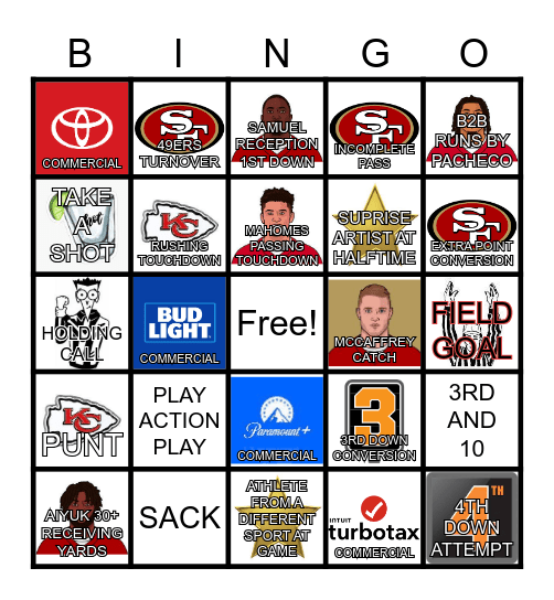 SUPER BOWL LVIII Bingo Card