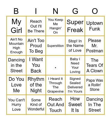 Musical Bingo Card