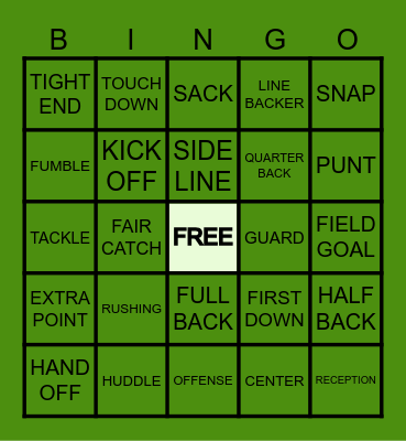 SUPERBOWL BINGO Card