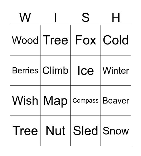 The Wish Tree Sight Word Bingo! Bingo Card