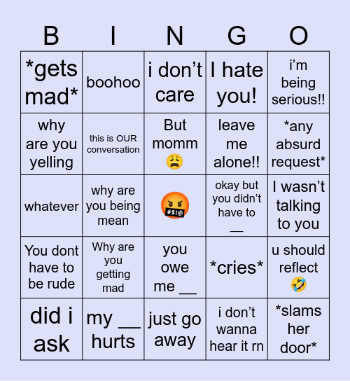 Shehahshhscahehsbsarlejhahaett Bingo Card