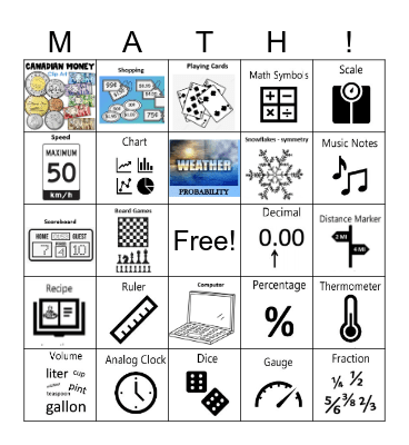 Math All Around Us Bingo Card