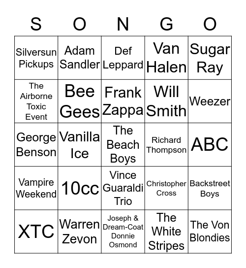 Songo Game 6 Bingo Card