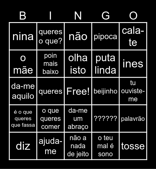 Bingo da casa Bingo Card