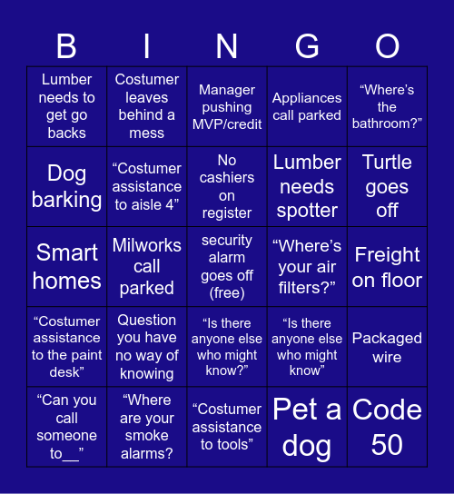 Lowe’s bingo V2 Bingo Card