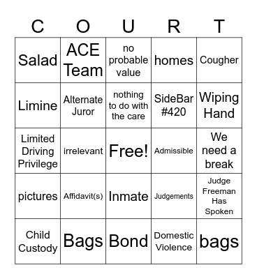 Court Bingo Card