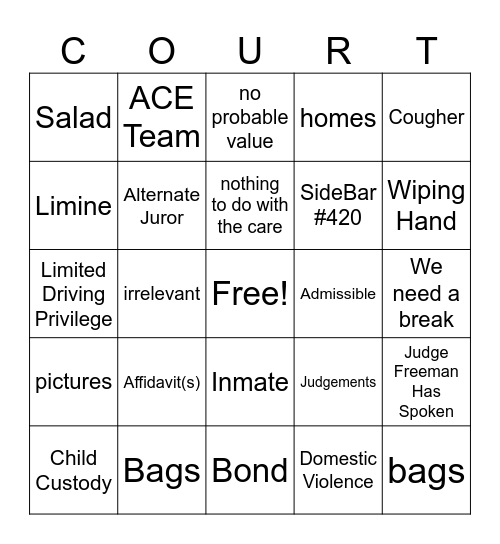 Court Bingo Card
