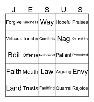 Worldly vs Godly Bingo Card