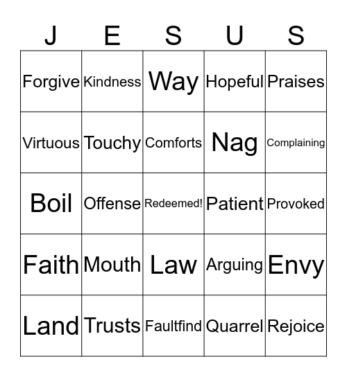 Worldly vs Godly Bingo Card