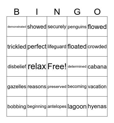 Nathan Saves Summer Bingo Card