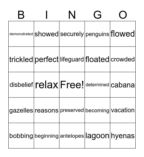 Nathan Saves Summer Bingo Card