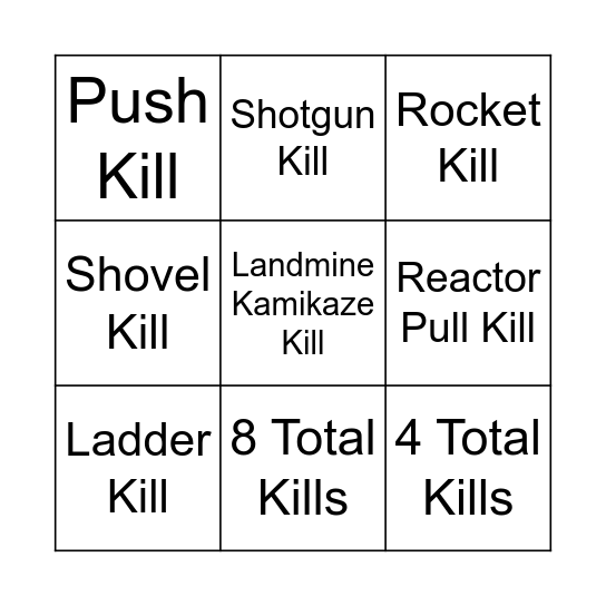 Lethal Bingo Card