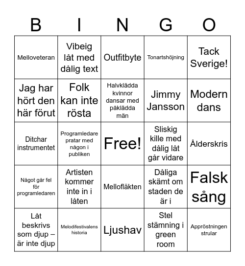 Mello-bingo Card