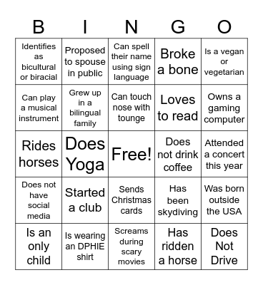 Human Bingo Card