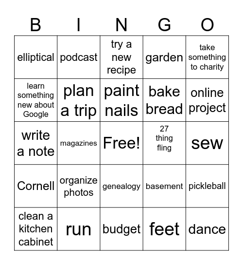 February Bingo Card