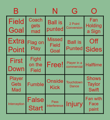 Super Bowl LVIII Bingo Card