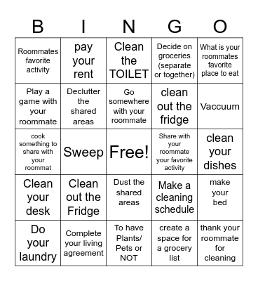 Roommate Bingo - Apartment Life Bingo Card