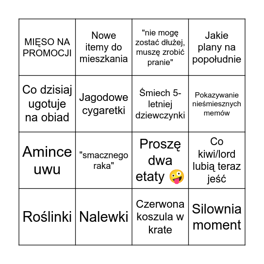 Bingo ✨Patryczka✨ Bingo Card