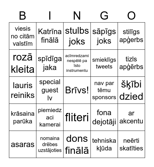 Super nova bingo Card