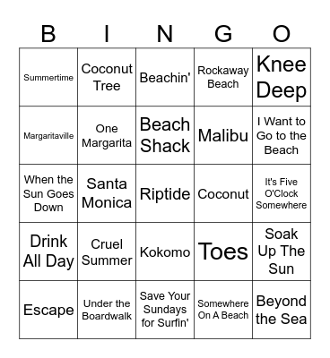 Life is a Beach Bingo Card