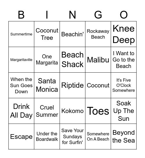 Life is a Beach Bingo Card