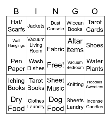 Everything has a Place Bingo Card