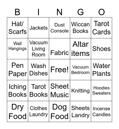 Everything has a Place Bingo Card