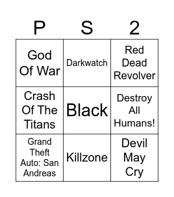 ps2 must play games Bingo Card