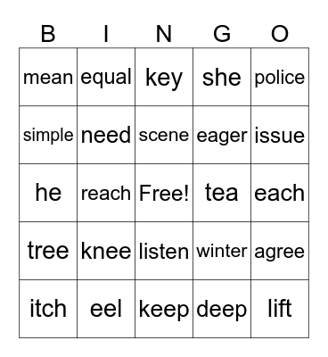 [i] [I] Bingo Card