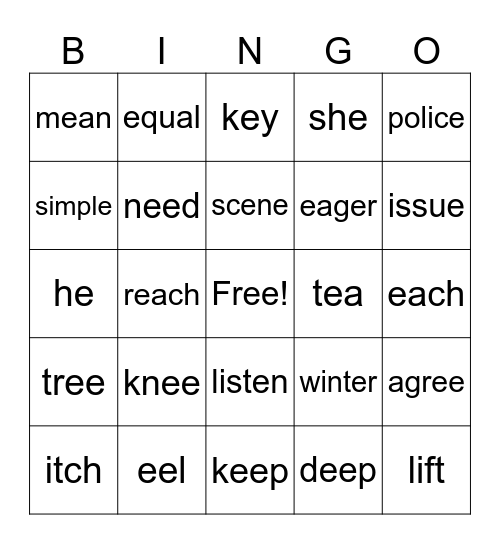 [i] [I] Bingo Card