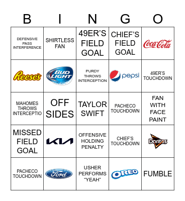 Super Bowl LVIII Bingo Card
