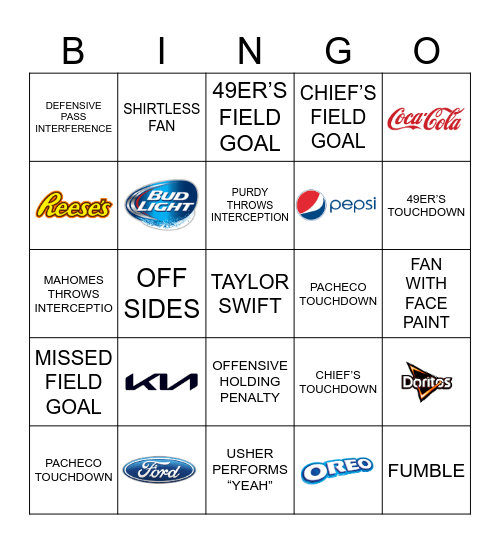 Super Bowl LVIII Bingo Card