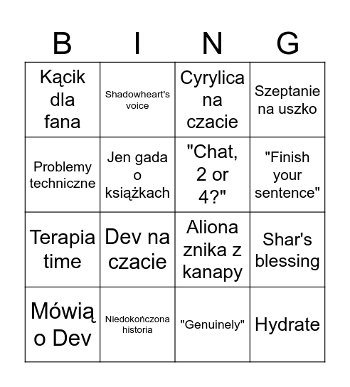 Bing Bong Bingo Card