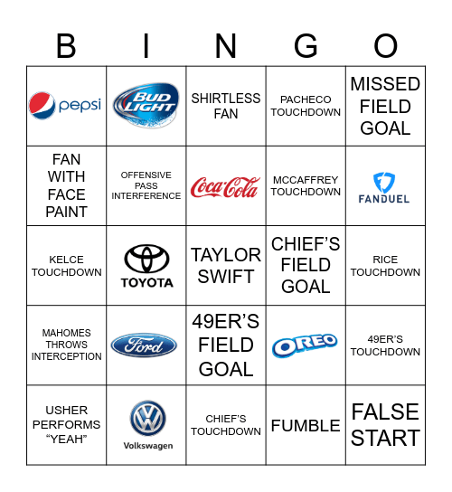 Super Bowl LVIII Bingo Card