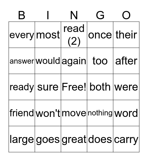 BINGO                           SIPPS Ext 1-17 Bingo Card