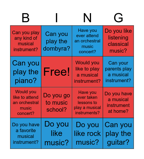 The world of music Bingo Card
