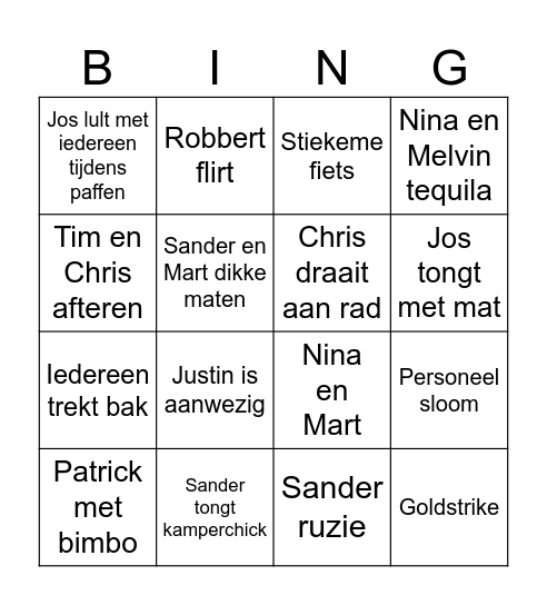 Bimbo in Limbo Bingo Card