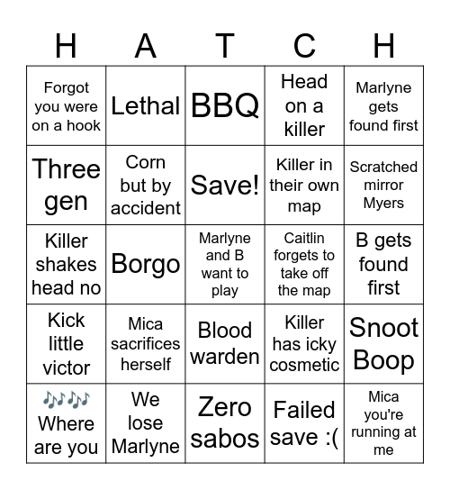 Core Four DBD Bingo Card