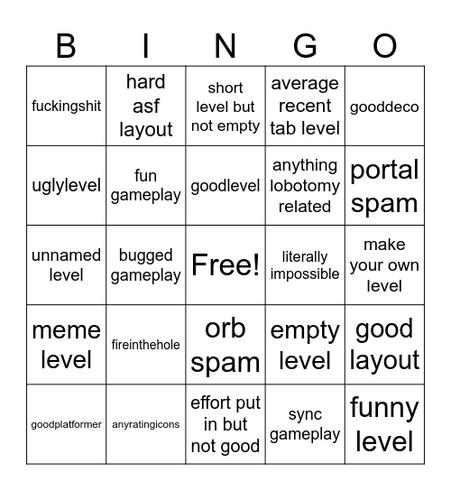 GD RECENT TAB BINGO Card