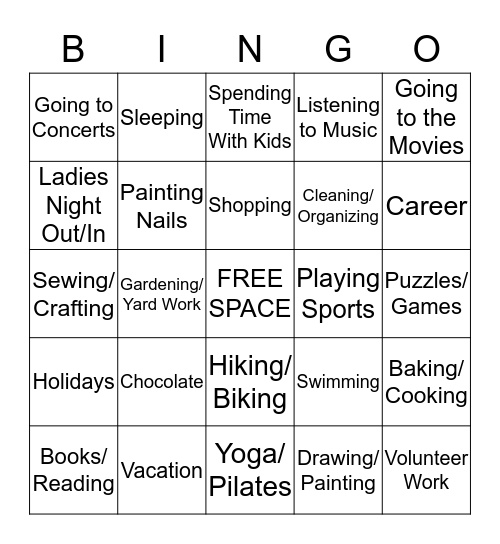 THESE ARE A FEW OF OUR FAVORITE THINGS Bingo Card