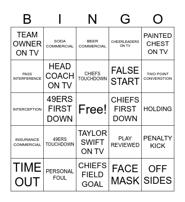 Marly Bird Game Day 2024 Bingo Card