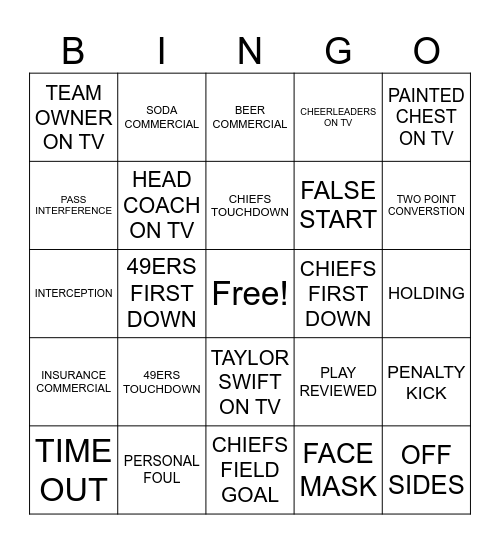 Marly Bird Game Day 2024 Bingo Card