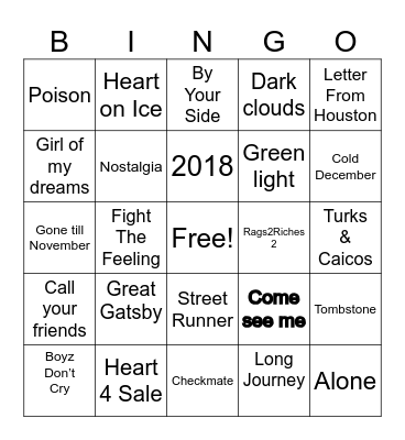 Rod Wave Bingo Card