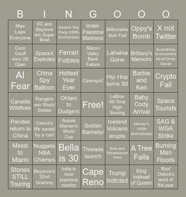 GOODBYE 2023 Bingo Card