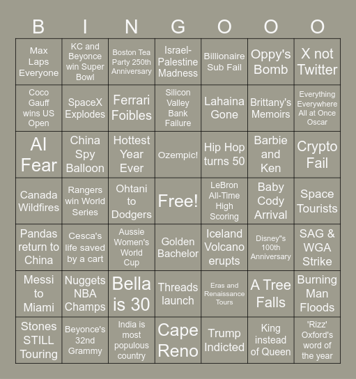 GOODBYE 2023 Bingo Card