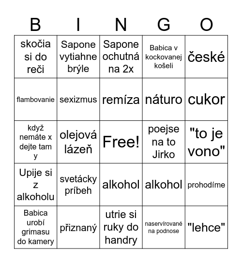 Babica v Sapik Bingo Card