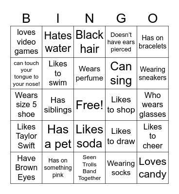 Get to know! Bingo Card